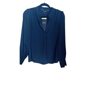 NWT Banana Republic Small Office Navy Blue Blouse Lightweight Flowy Polyester